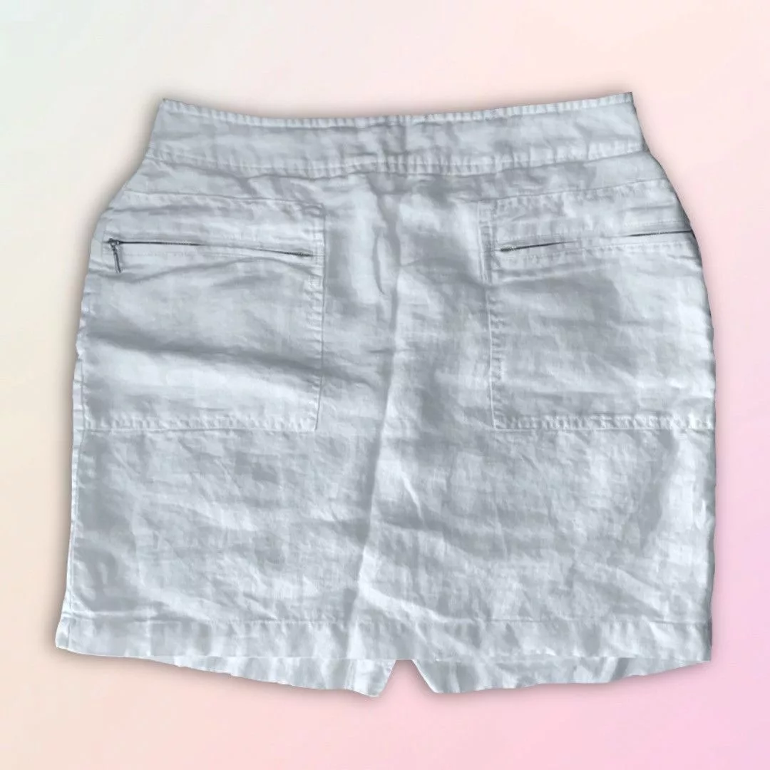 Willi Smith Mini Skirts Willi Smith, White, Linen Blend, Mini/Midi Pencil Skirt