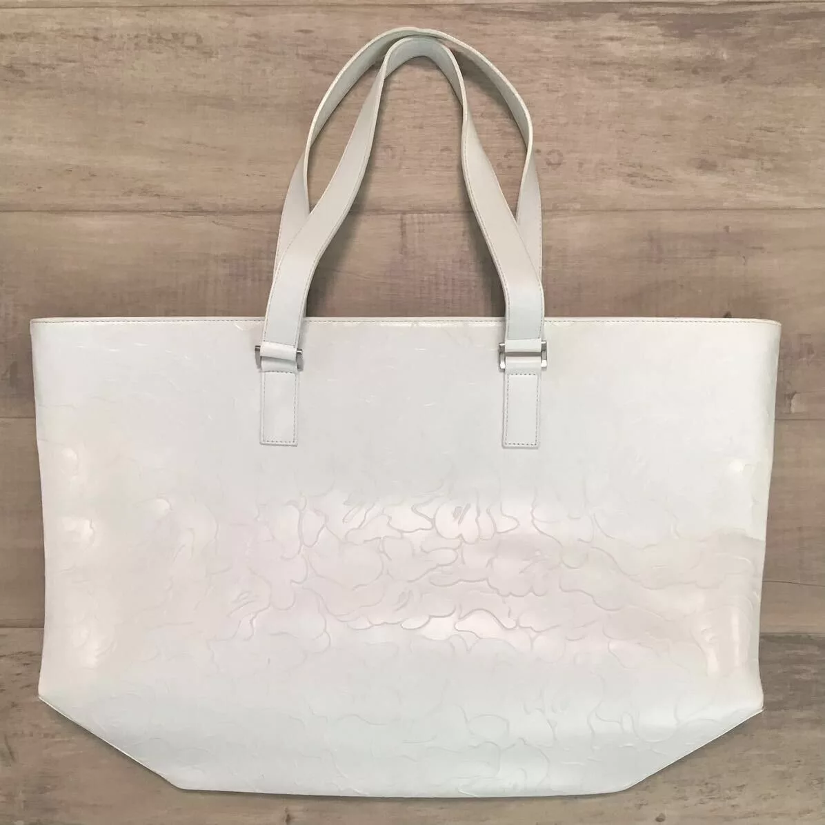 Bape Bags Luggage Bape × Nigo BAPE camo Embossed Leather Shoulder Tote Bag a bathing ape White