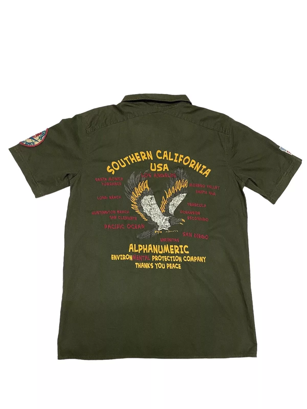 Alphanumeric Shirts Button Ups Alphanumeric Sourthern California Military Shirt (C1) Green Vintage