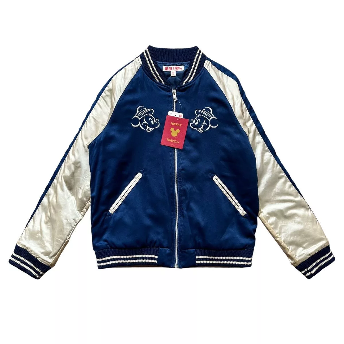 Disney Bombers Disney × Mickey Mouse × Vintage Uniqlo X Disney Mickey Mouse Sukajan Jacket Blue