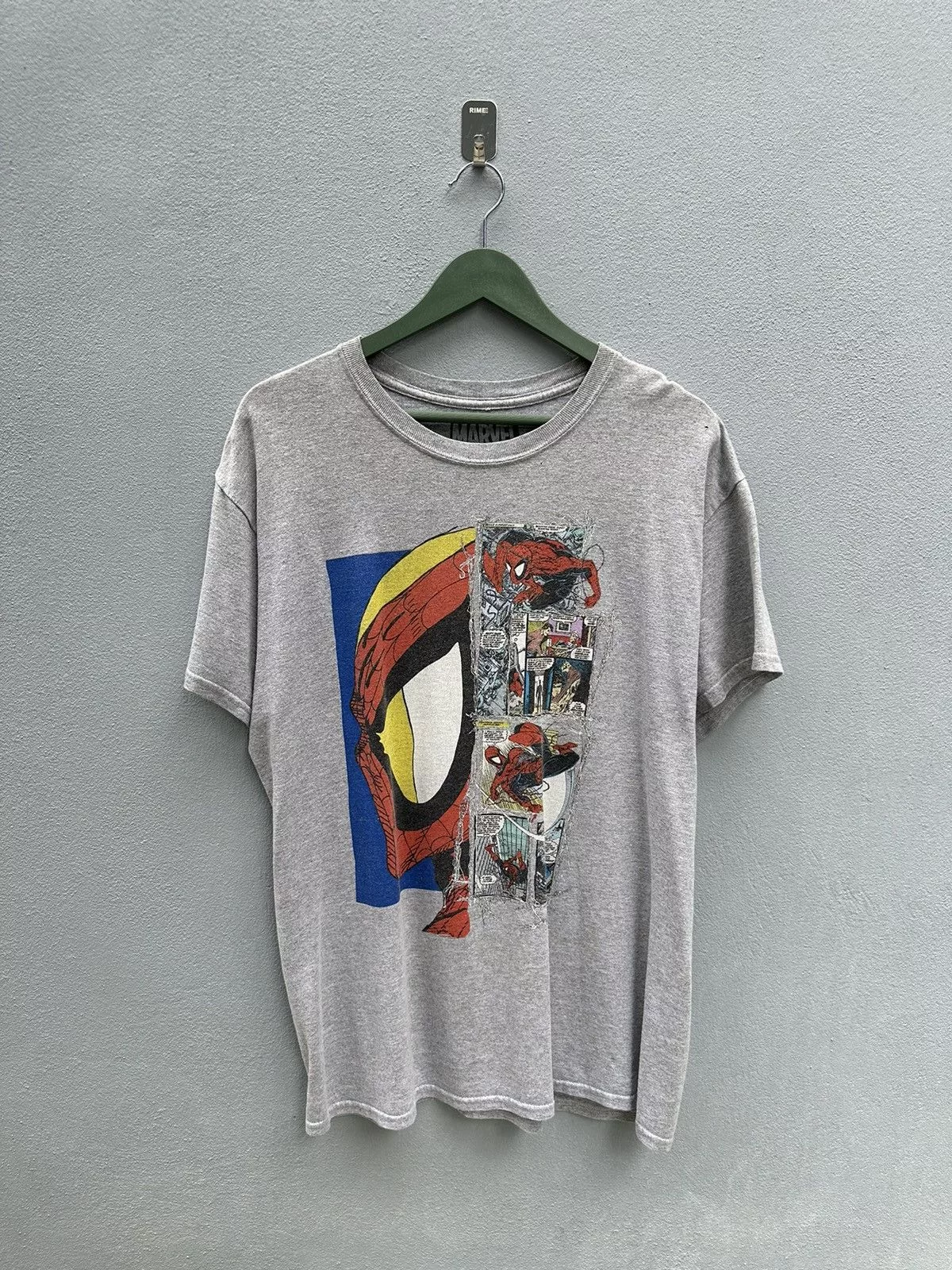 Anime Short Sleeve T Shirts Anime × Marvel Comics Marvel Spiderman Printed Tshirt A68 Silver