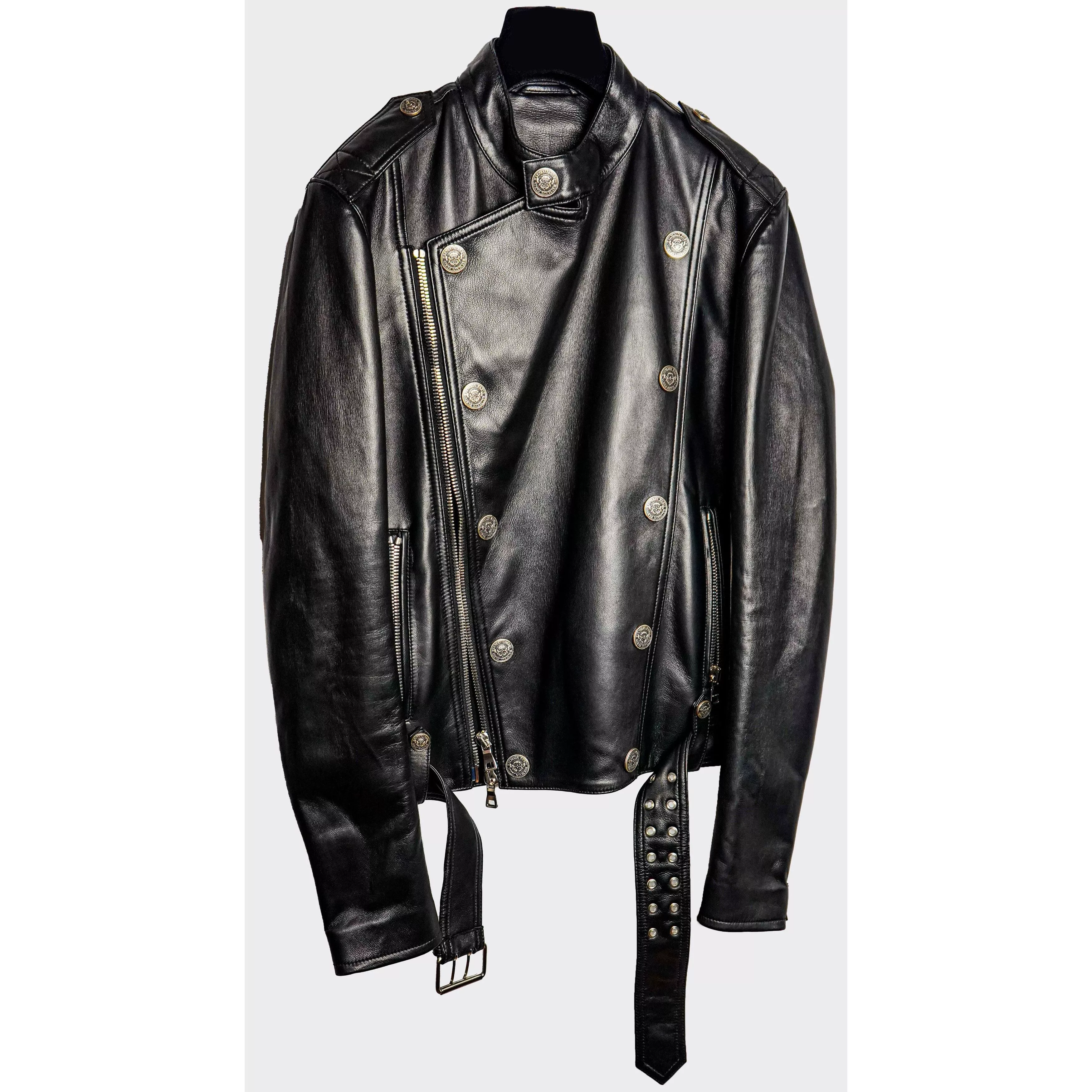 Balmain Jackets BALMAIN Calfskin biker jacket Black