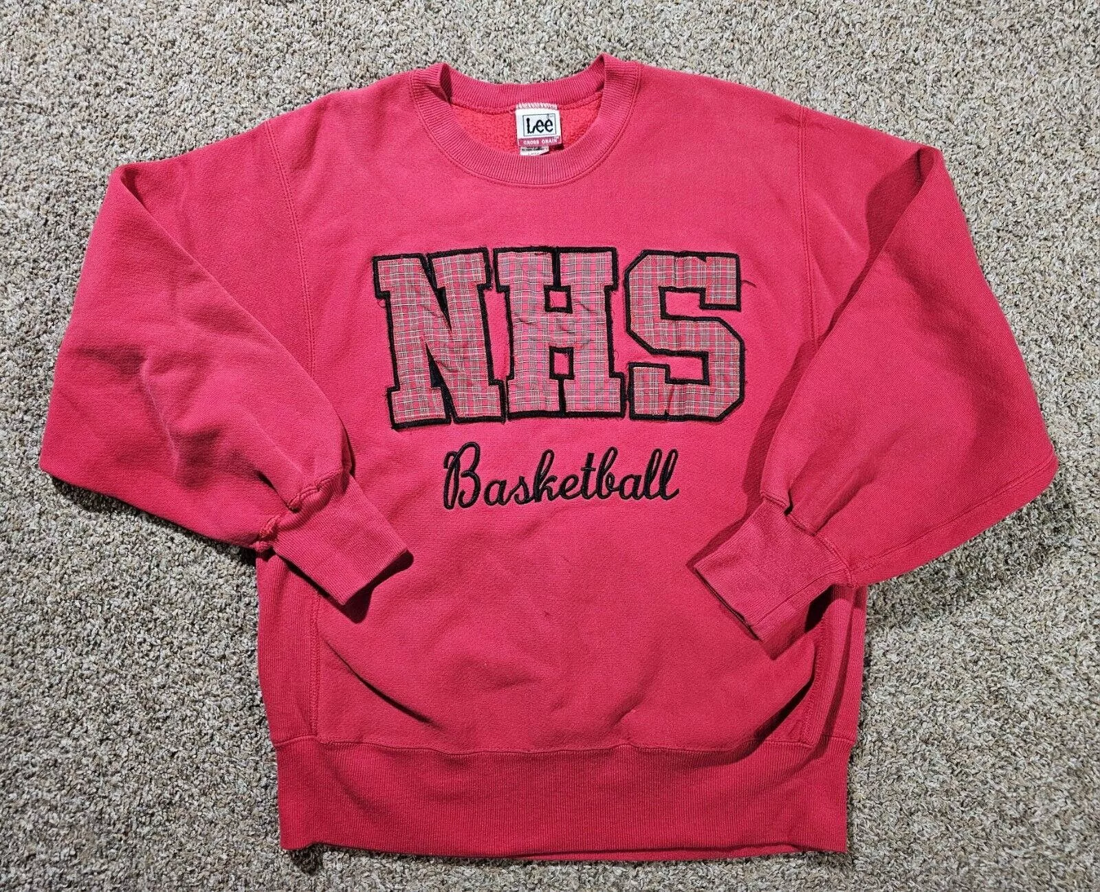 Lee Sweaters Knitwear 90s Vintage LEE Cross Grain Red NHS BASKETBALL Sweatshirt L