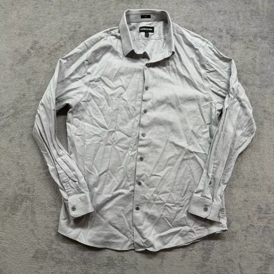Express Shirts Button Ups Express 1MX Button Up Shirt Mens Large 16-16.5 Slim Work Gray