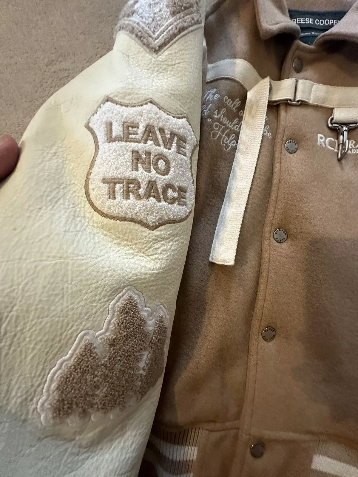 Reese Cooper Leather Jackets Reese Cooper RCI Varsity Jacket Beige