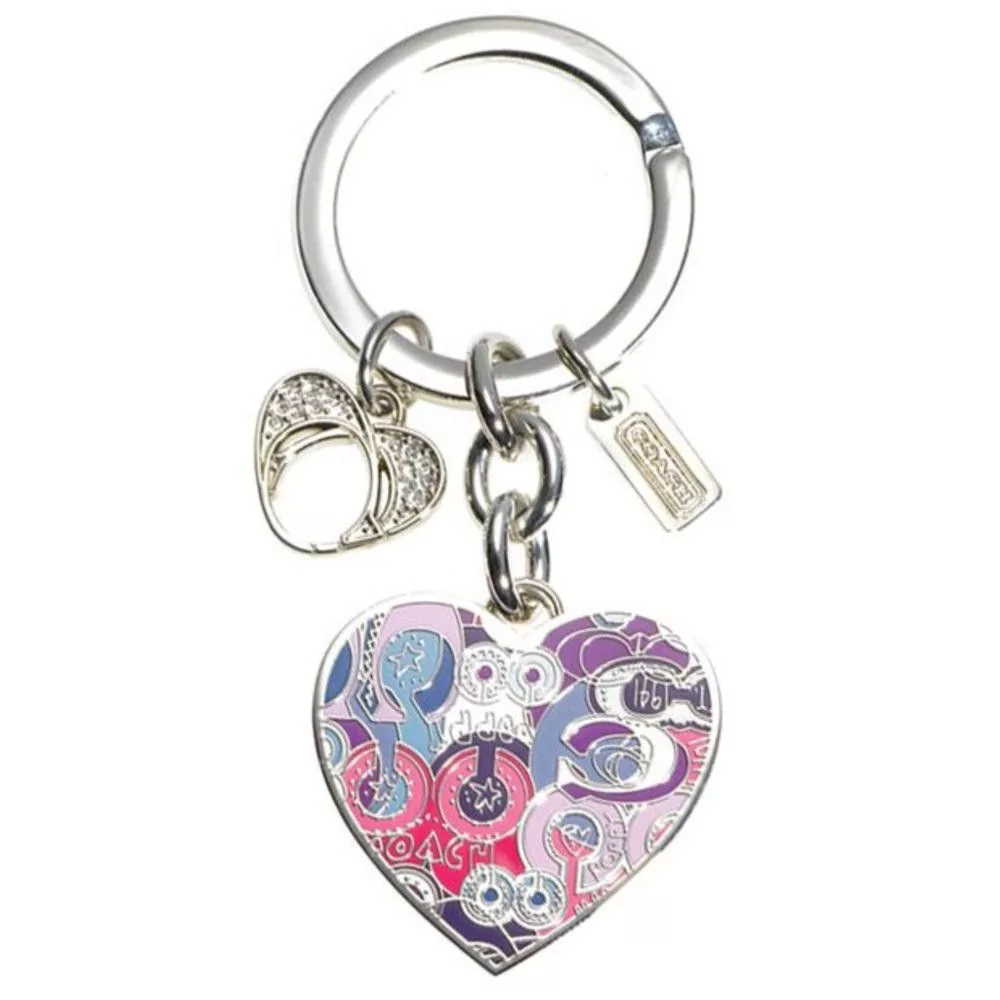 Coach Miscellaneous COACH Silver Poppy Graffiti Enamel Hearts Keychain Bag Charm