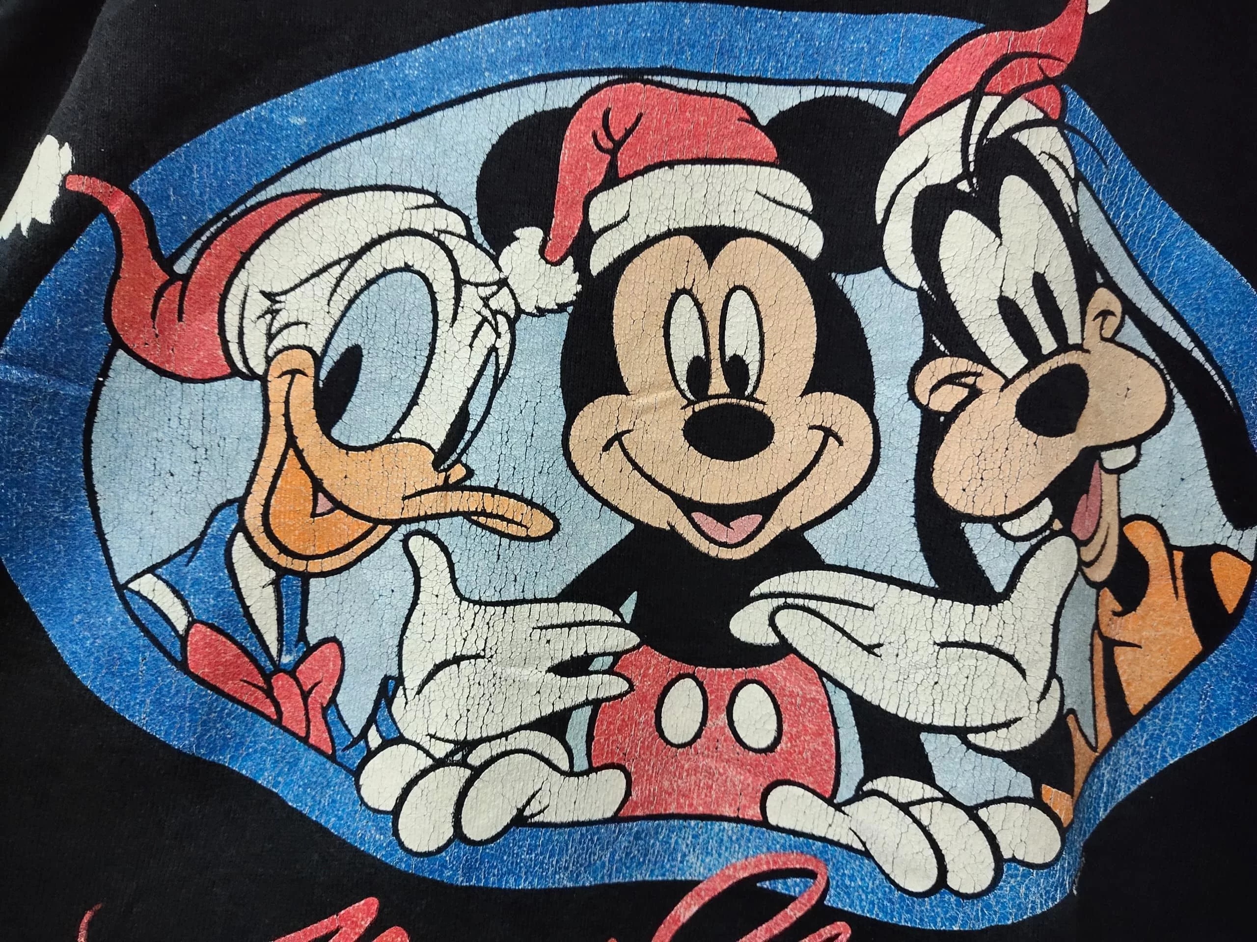 Cartoon Network Sweatshirts Hoodies Cartoon Network × Mickey Mouse × Vintage Vintage 80s 90s Mickey Mouse Christmas Crewneck sweatshirt Black