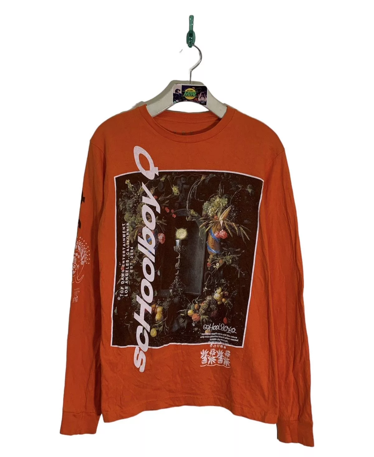 Kendrick Lamar Long Sleeve T Shirts Kendrick Lamar × Rap Tees × Top Dawg Entertainment ScHoolboy Q Top Dawg Entertaiment LA california tshirt Orange