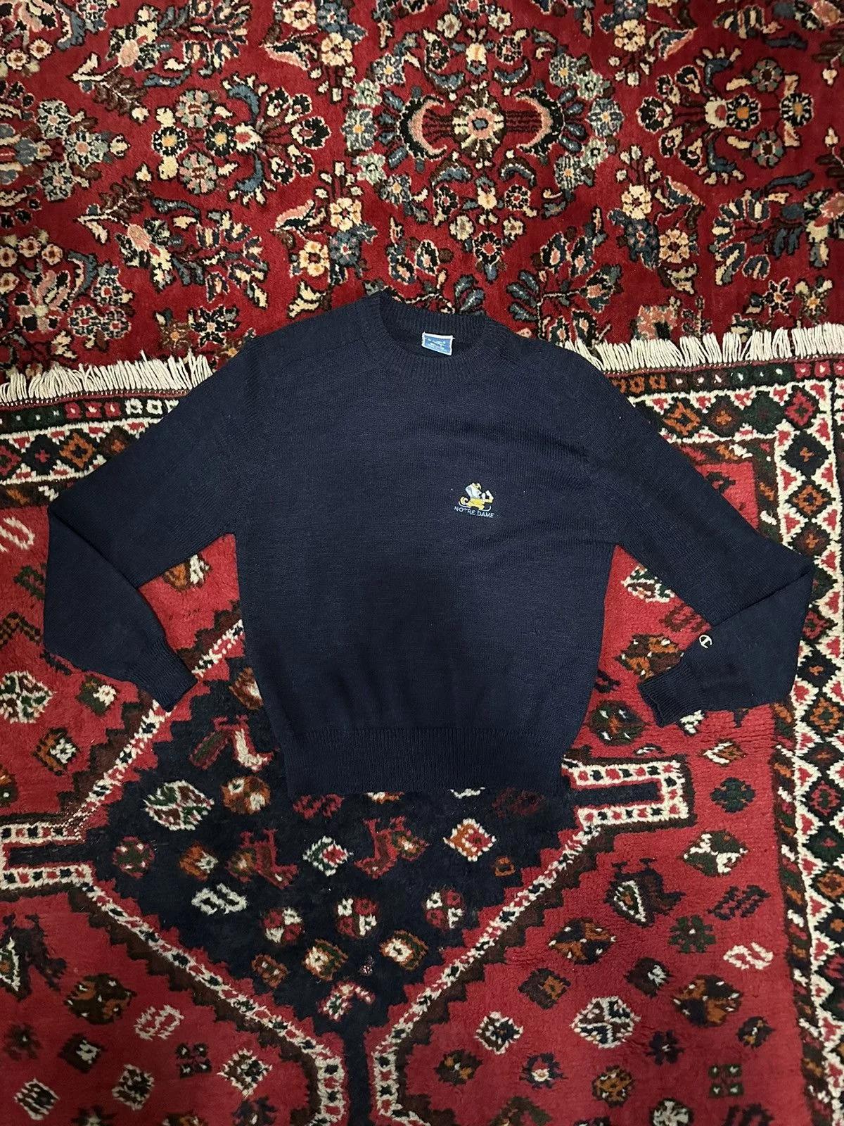 Champion Sweaters Knitwear Champion × Vintage Vintage Notre Dame Crewneck Champion Sweater Blue