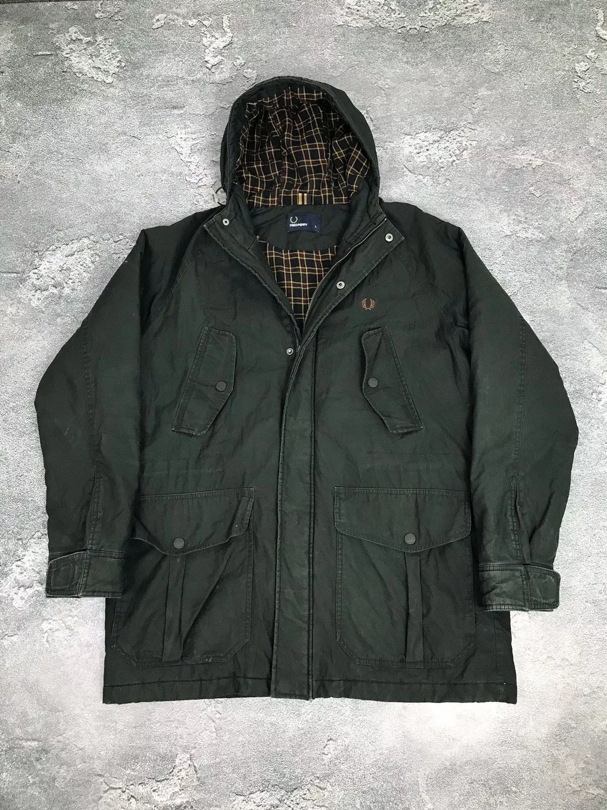 Fred Perry Light Jackets Fred Perry Waterproof,Windbreaker Hooded Parka Jacket Green Streetwear