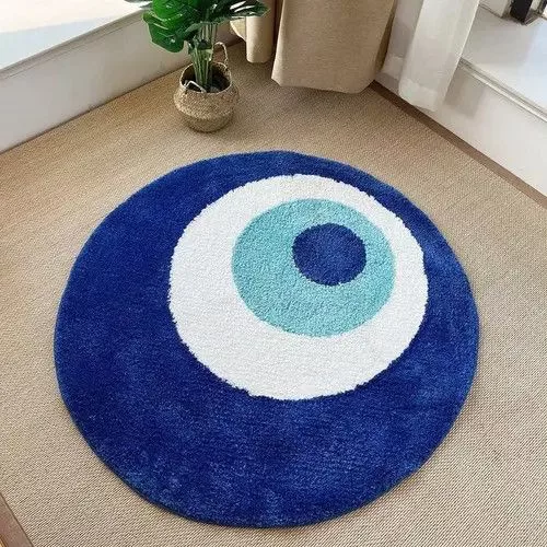 Other Miscellaneous Other 3D Fluffy Evil Eye Circle Soft Rug Blue