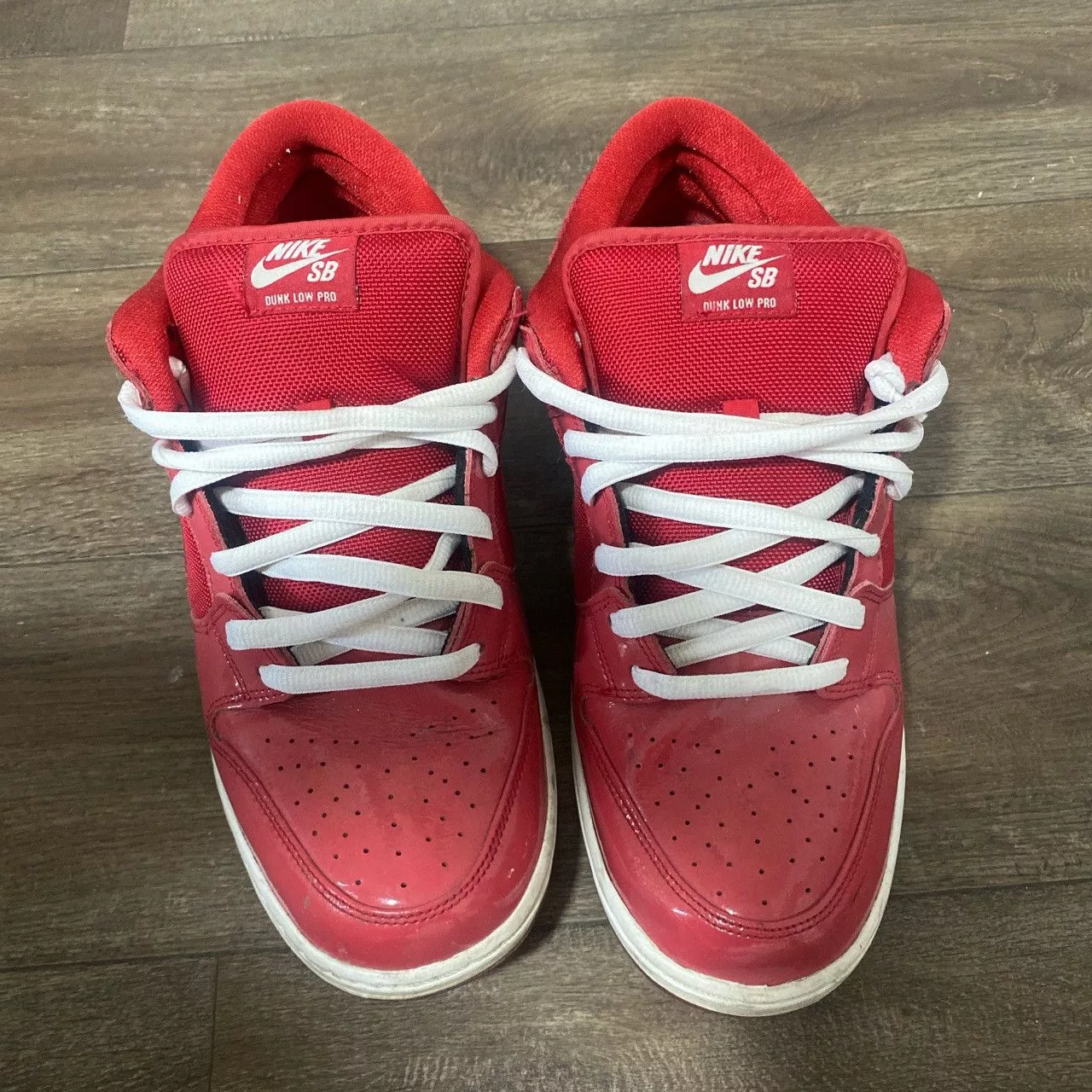 Nike Low Top Sneakers Nike Red patent leather dunks