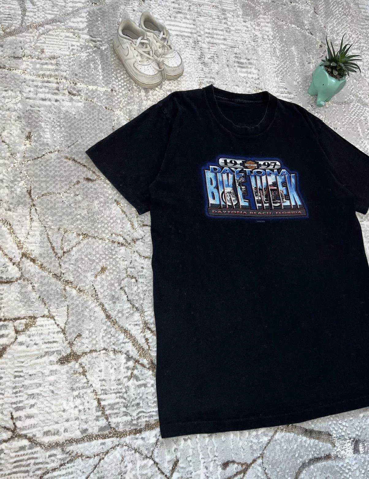 Harley Davidson Short Sleeve T Shirts Harley Davidson × Vintage HARLEY DAVIDSON 1996 VINTAGE DAYTONA BIKE WEEK T-SHIRT TEE Black Streetwear