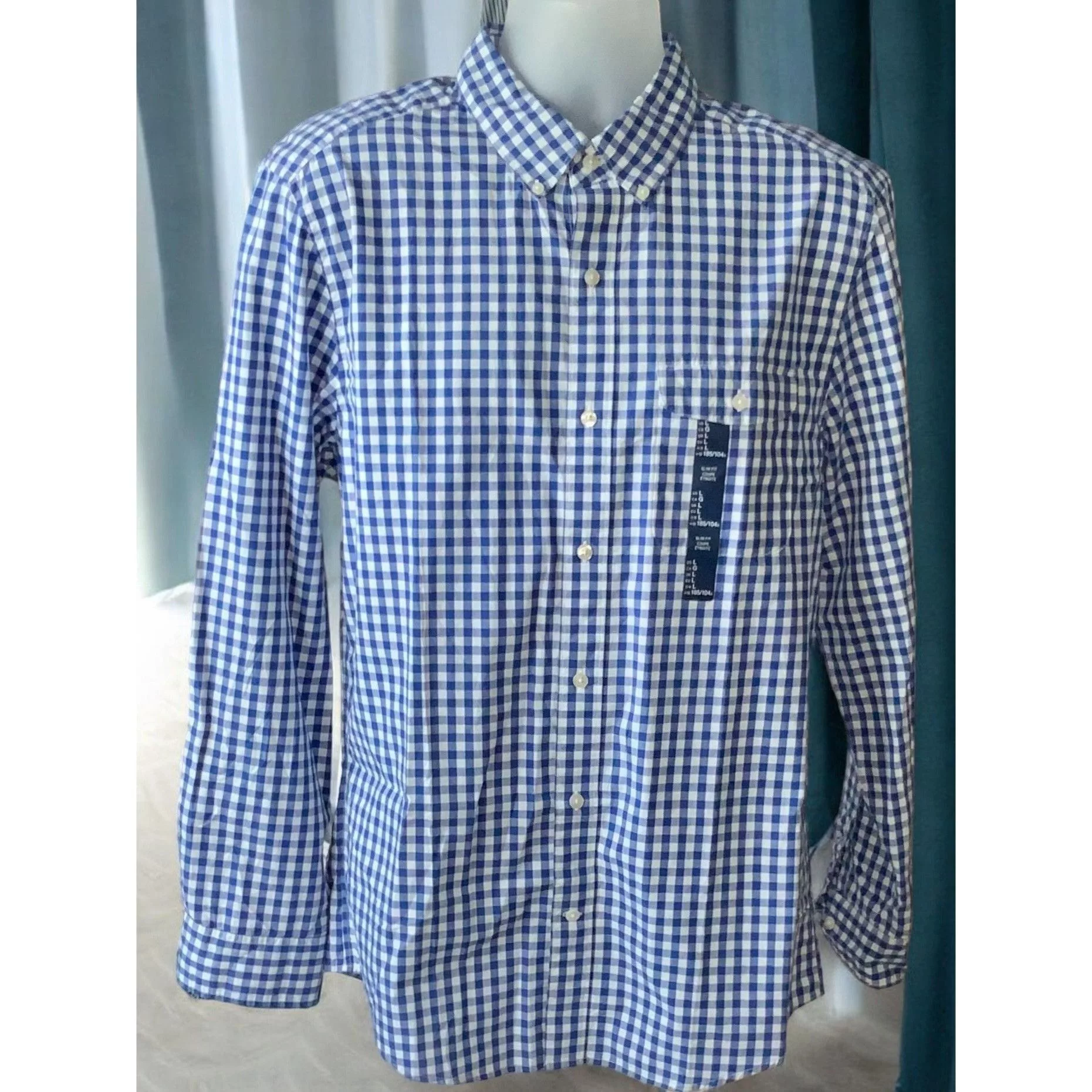 Gap Shirts Button Ups Gap Blue White Gingham Checkered Long Sleeve Button Down Shi