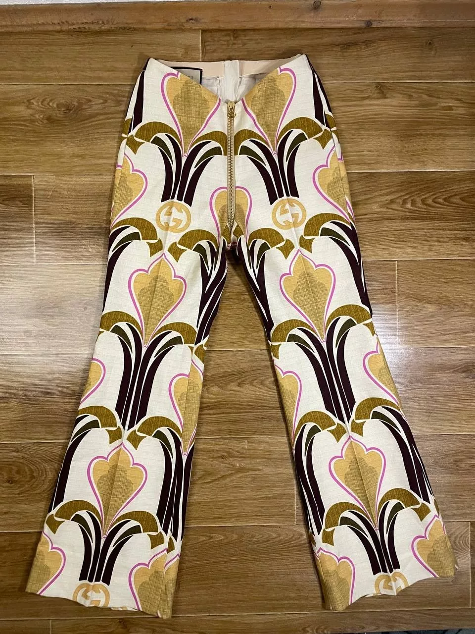 Gucci Pants Gucci INTERLOCKING G PRINT LINEN TROUSERS Multi
