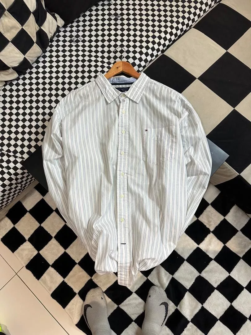 Designer Shirts Button Ups Designer × Tommy Hilfiger TOMMY HILFIGER BUTTON UP SHIRT White Streetwear