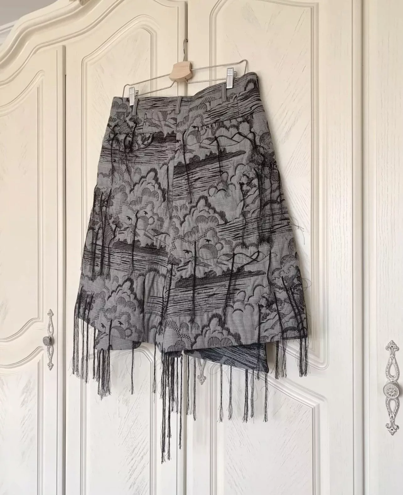 Comme des Garcons Shorts Comme des Garcons comme des garcon patterned fringe shorts Gray