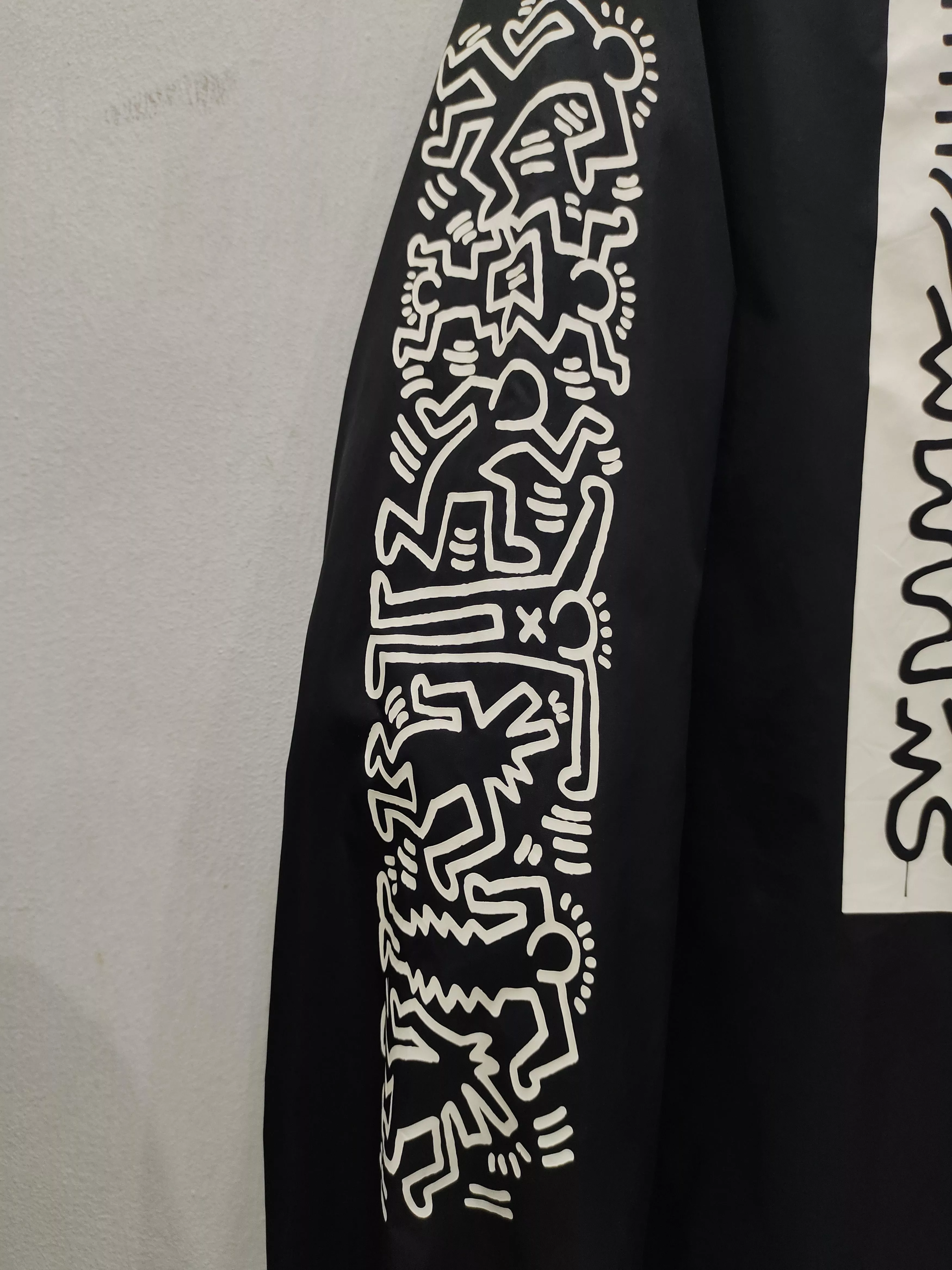 Designer Light Jackets Designer × Keith Haring Keith Haring x Ships Jet Blue Coach Jacket Black Streetwear