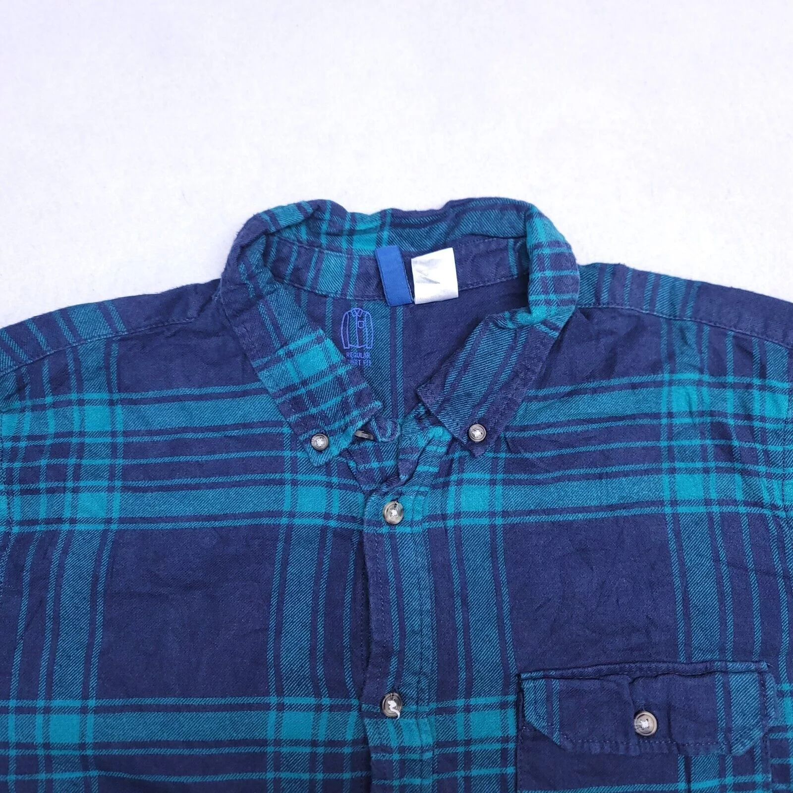 H&M Shirts Button Ups Divided By H&M Buffalo Check Flannel Shirt Mens Size M Blue