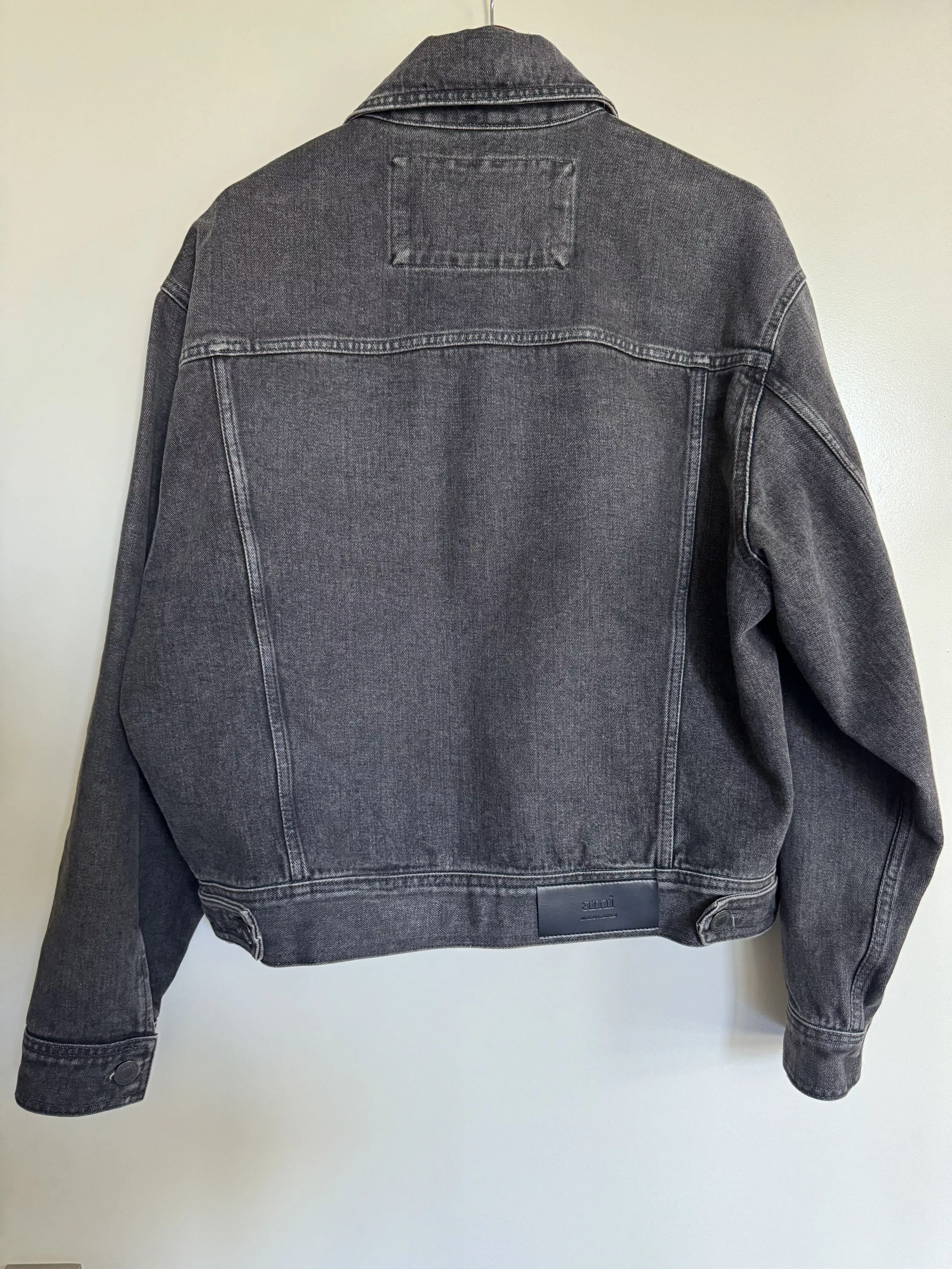 AMI Denim Jackets AMI Button-Up Denim Jacket Gray
