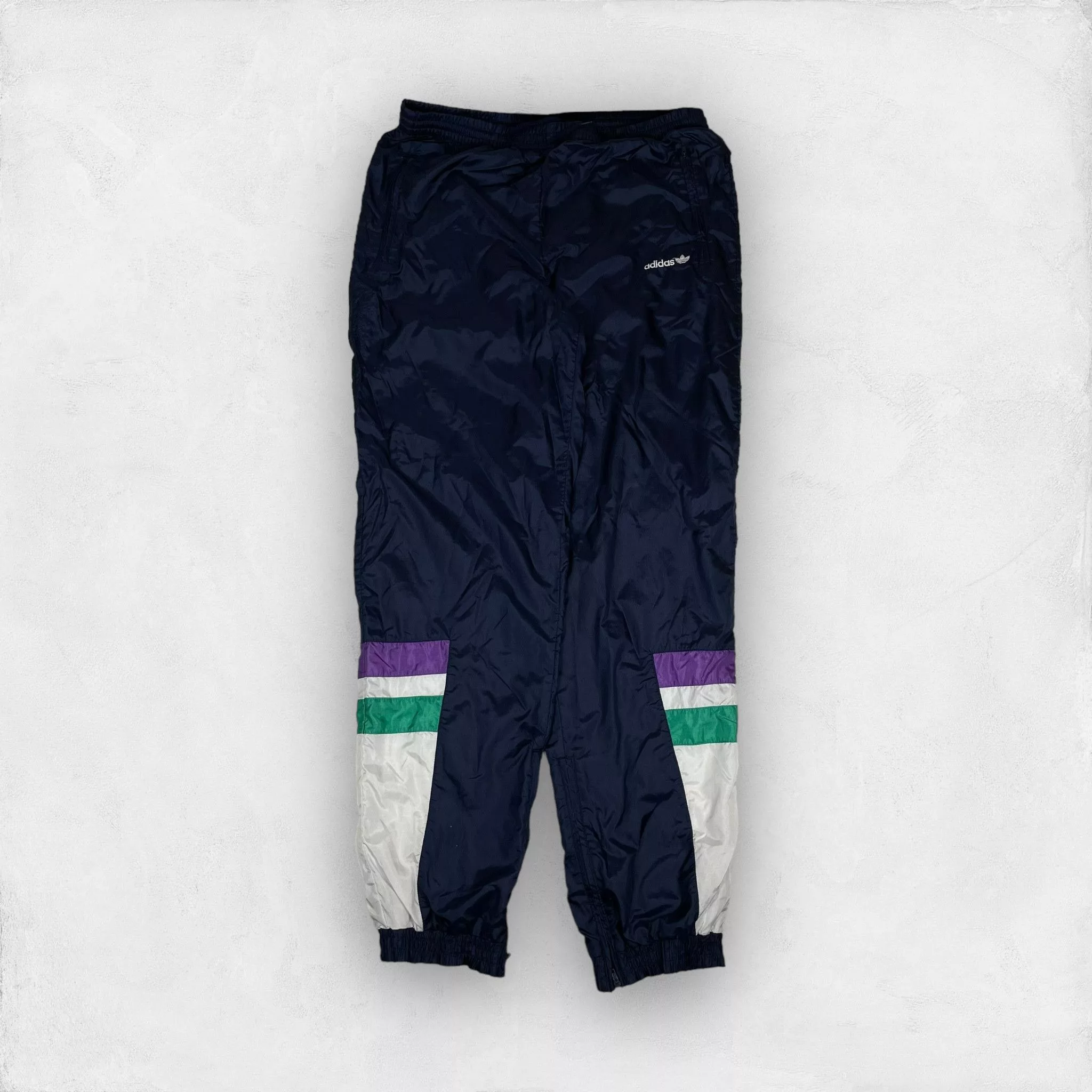 Adidas Casual Pants Adidas × Vintage Vintage Adidas Men's Navy Nylon Embroidered Logo Track Pants Blue