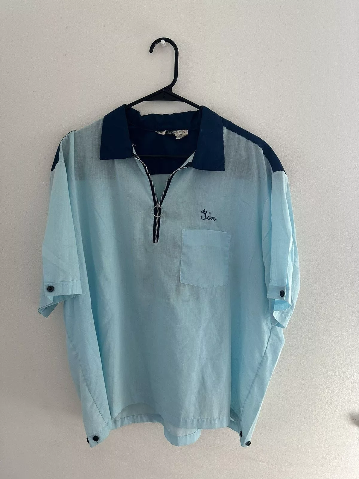 Vintage Polos Vintage Bowling Shirt Blue