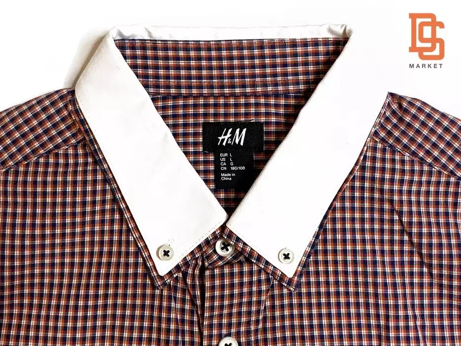 H&M Shirts Button Ups H&M LONG SLEEVE SHIRT RED LARGE BUTTON DOWN WHITE COLLAR