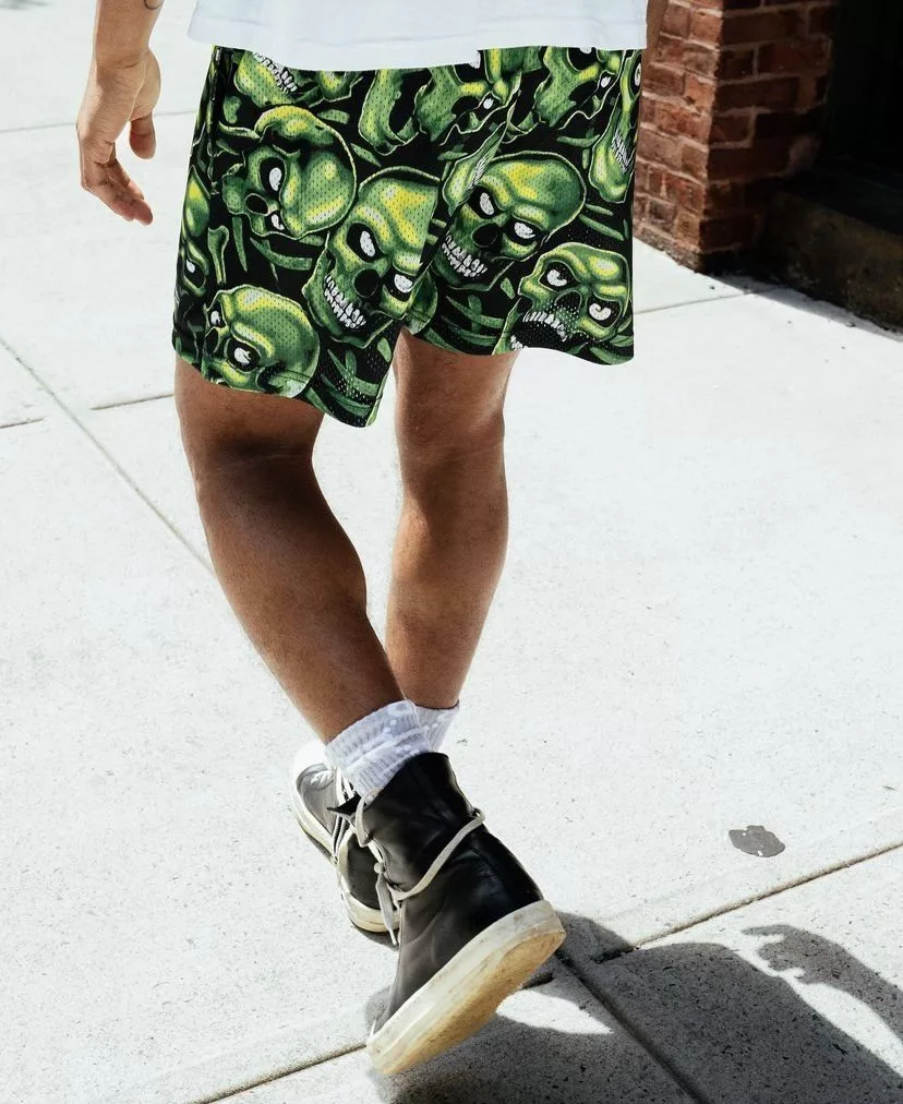 Bravest Studios Shorts Bravest Studios *RARE* SKULL SHORTS SHORTS *LIQUID BLUE INSPO* (M) Black Vintage