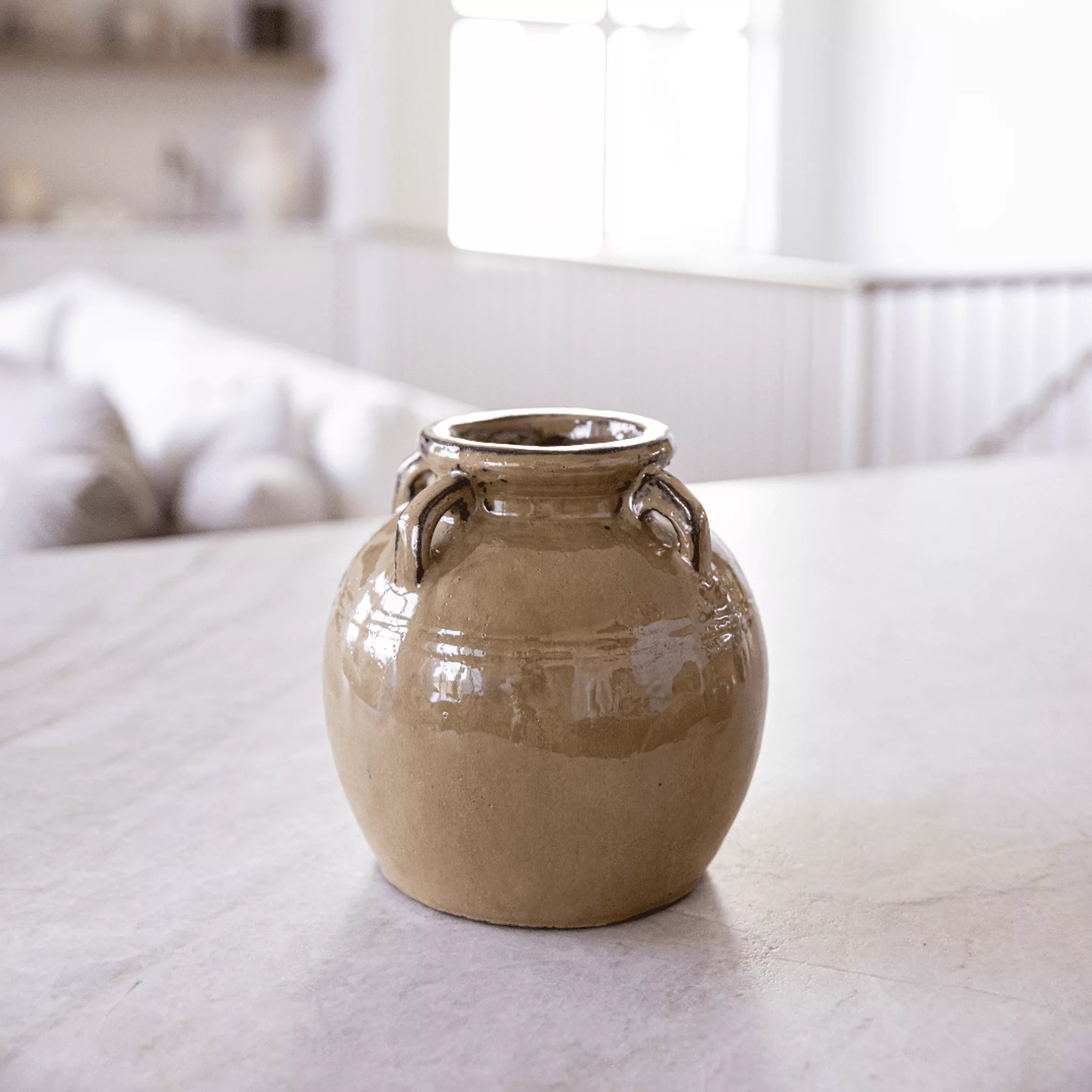 Chevalier Cream Glazed Vase With Handles - Curated Home Decor