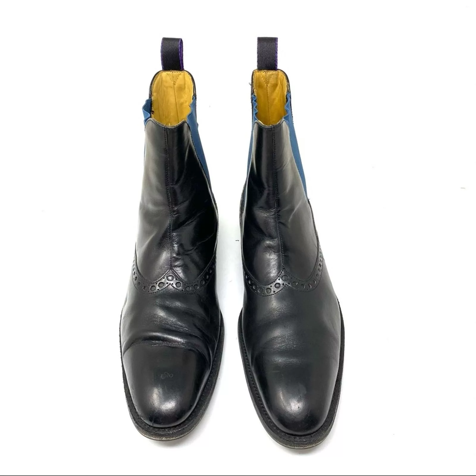 Paul Stuart Boots Paul Stuart black leather brogue Chelsea pull on boots 8