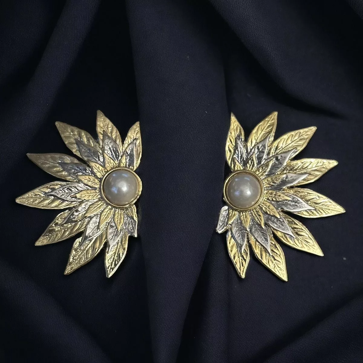 Other Earrings Other Two tone halved sunflower post earrings Silver