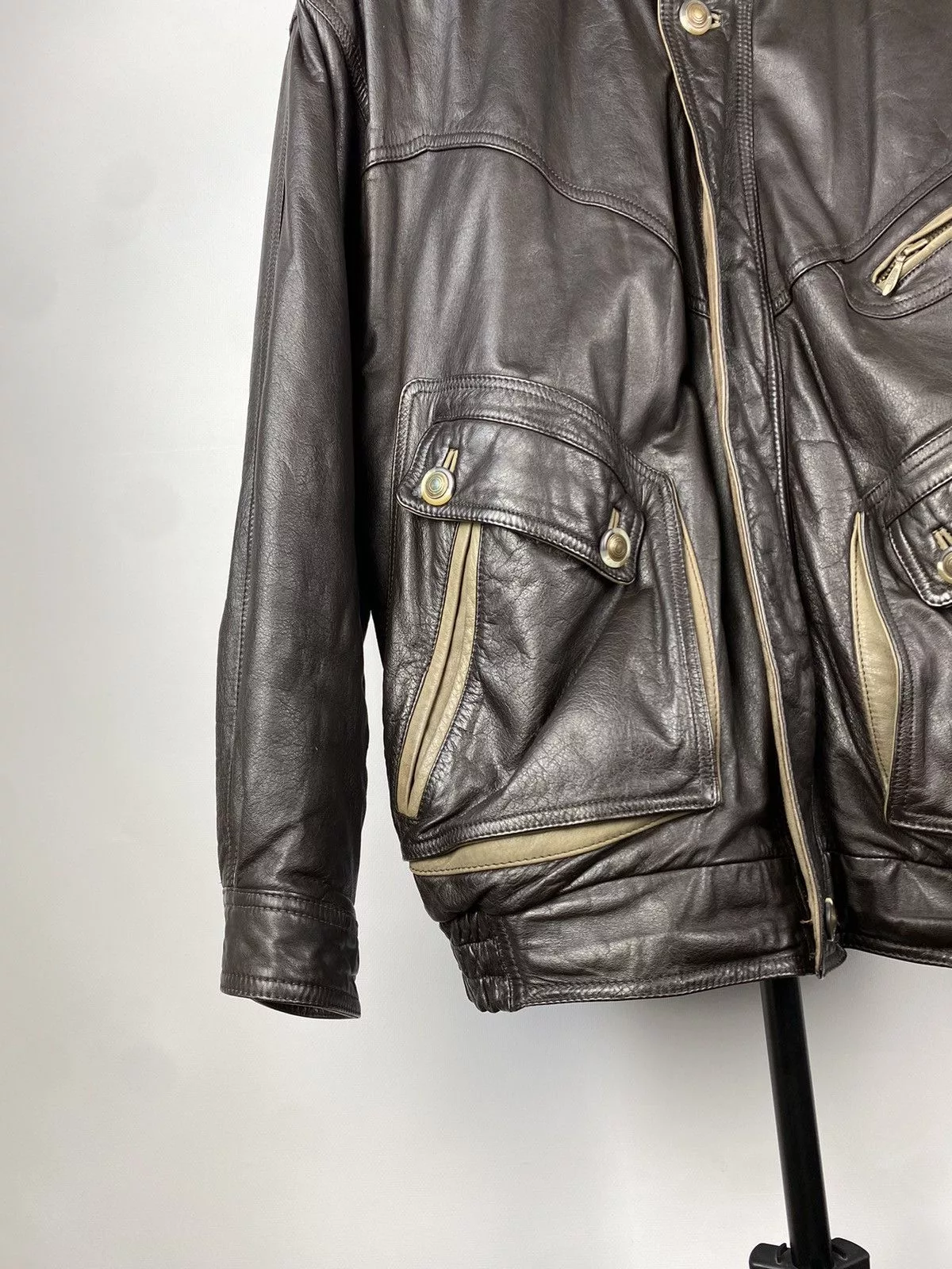 Vintage Leather Jackets Vintage Leather Jacket Genuine Leahter bomber Moto Oldmoney Brown Avant-Garde