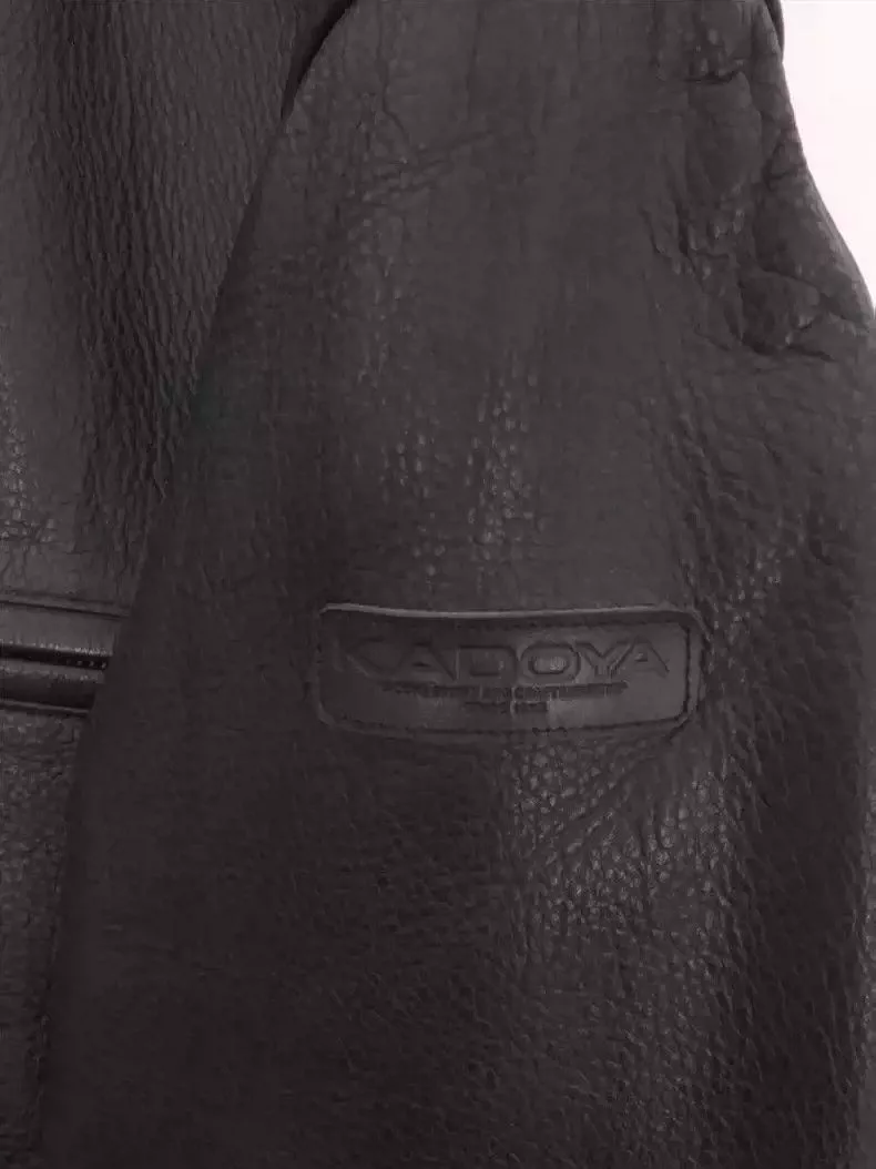 Kadoya Leather Jackets kadoyaStraight-pull collar leather coat Black