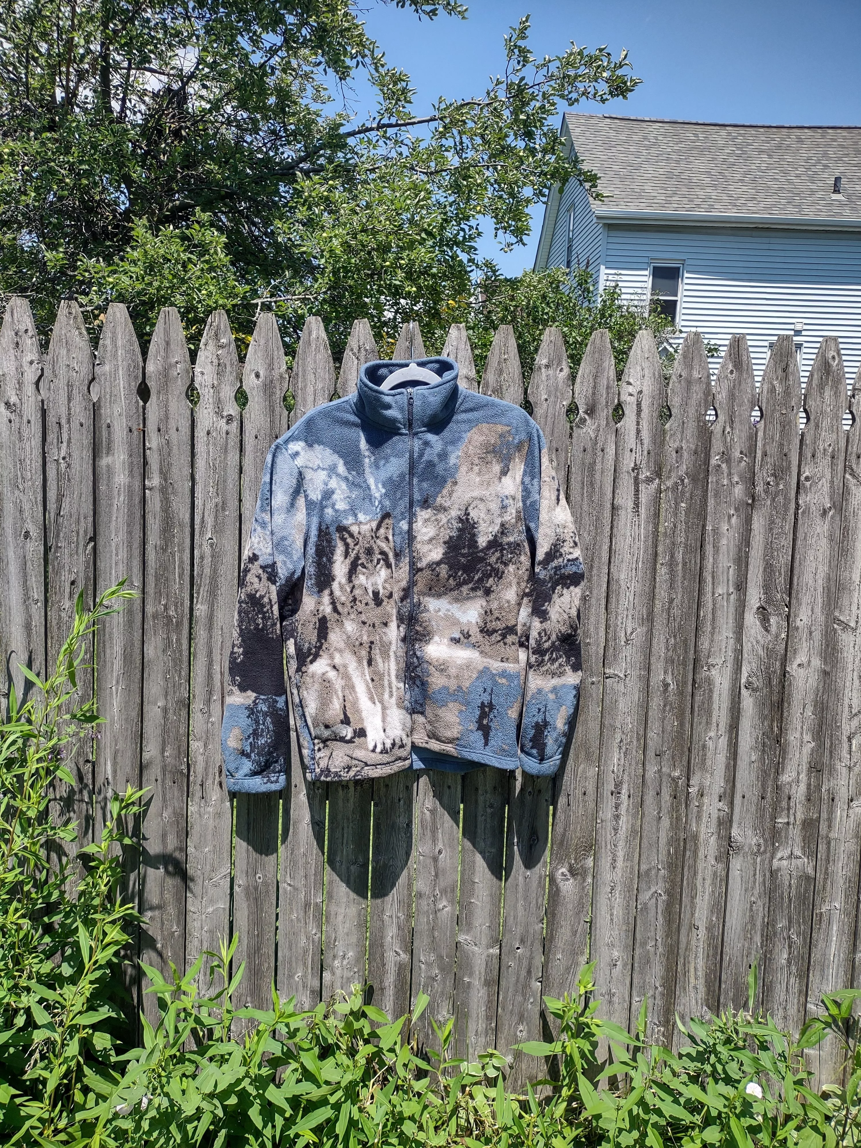 Vintage Light Jackets Vintage Fleece Wolf Zip-Up Blue