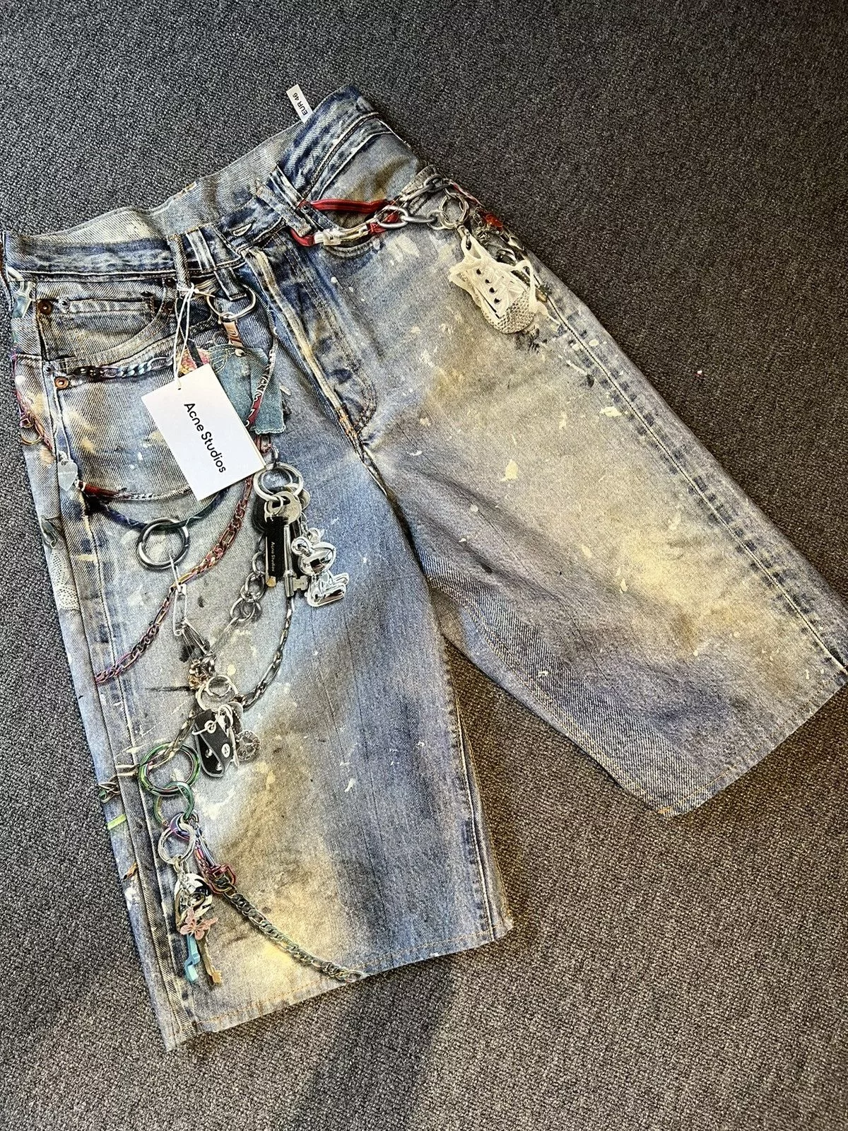 Acne Studios Shorts Acne studios loose fit jhort 1981M trompe l’oeil splatter Blue