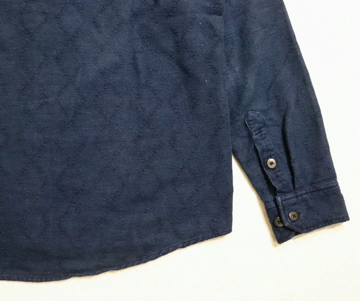 Visvim Shirts Button Ups Visvim ICT Black Elk Flannel Sashiko Blue