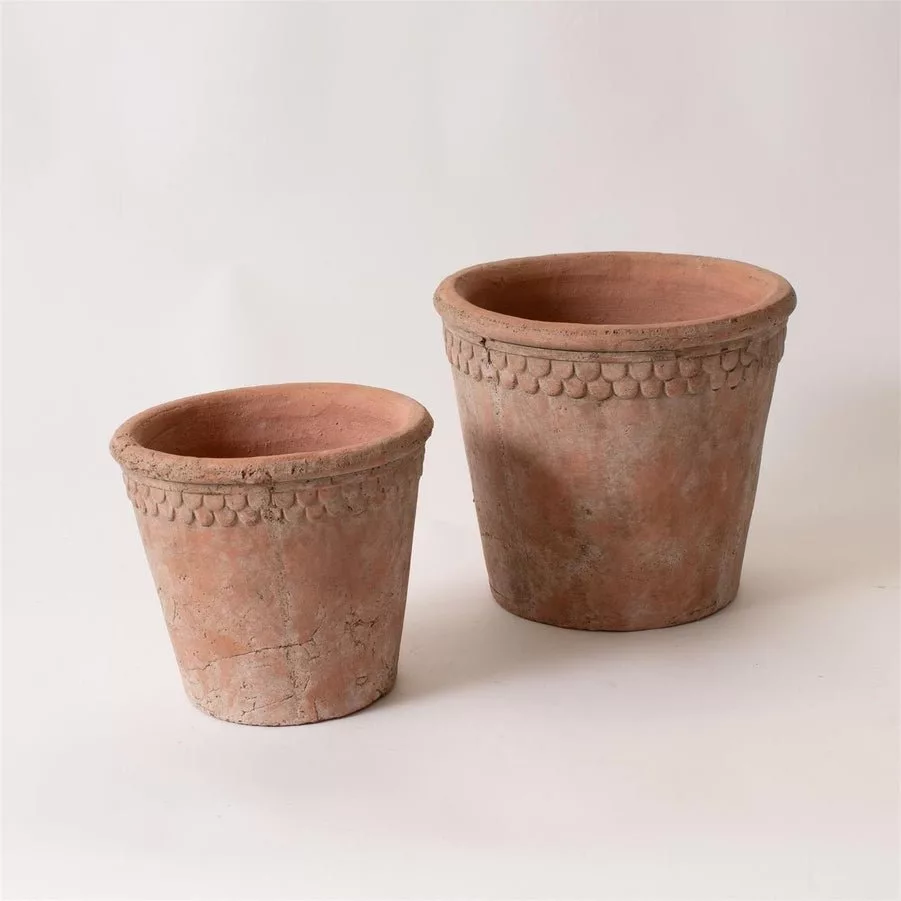 French Terracotta Planter with Scalloped Rim - Curated Home Decor