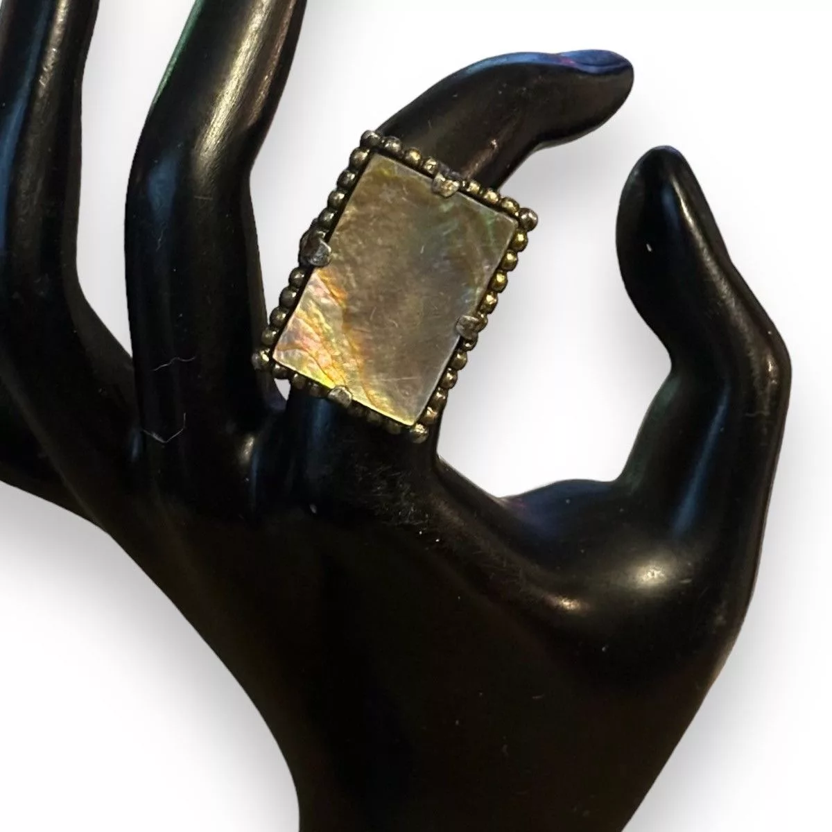 Vintage Rings Vintage rectangular abalone adjustable ring Silver