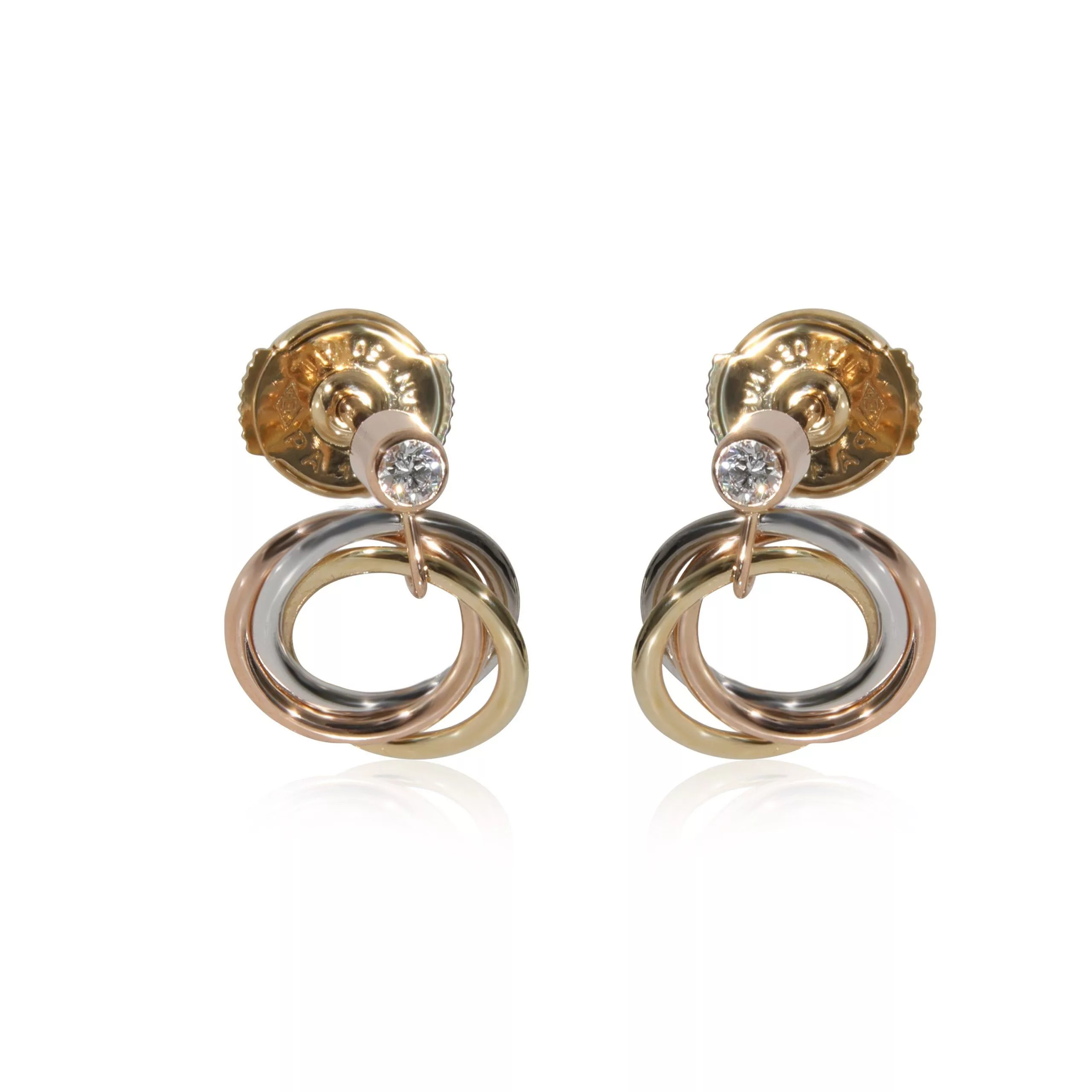 Cartier Rings Cartier Trinity Diamond Drop Earring in 18k 3 Tone Gold 0.08 CTW