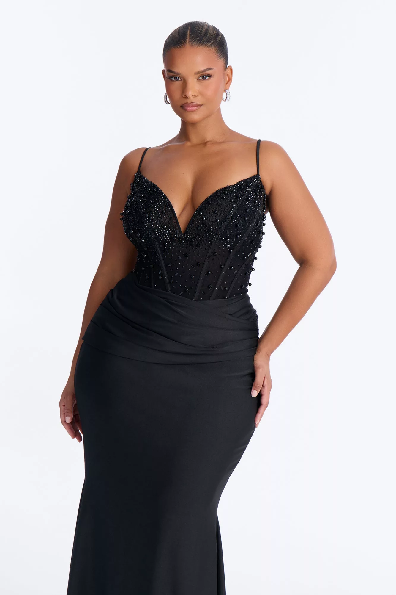 Players Charm Embellished Maxi Gown - Black
