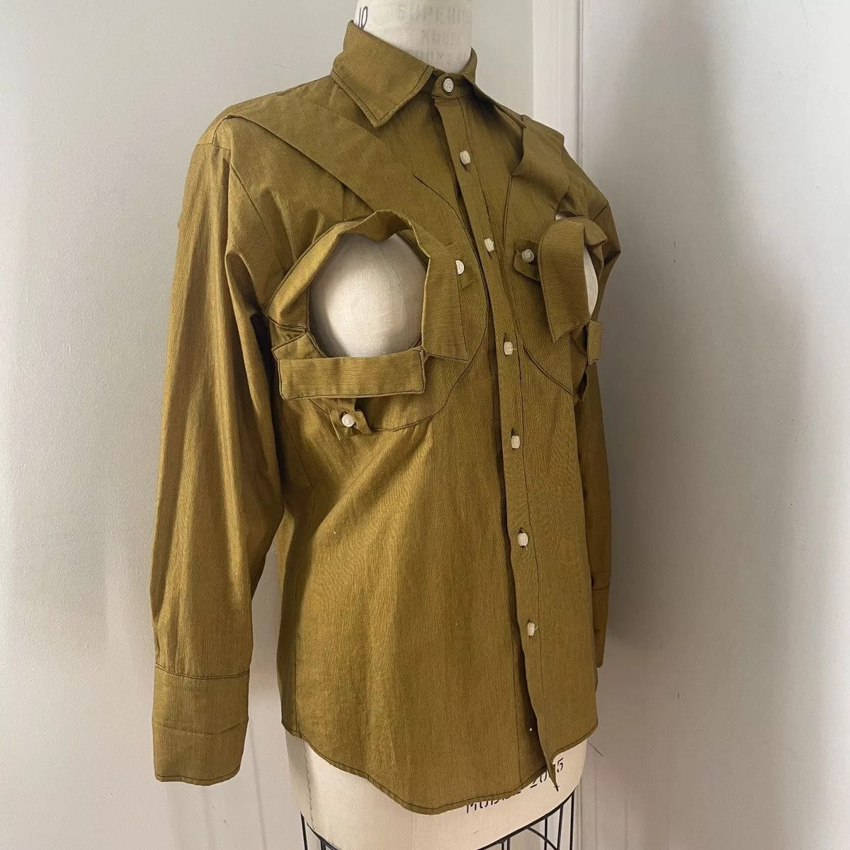 Other Button Ups Other Sanchez Kane avant garde cut out chest button up dress shirt Gold