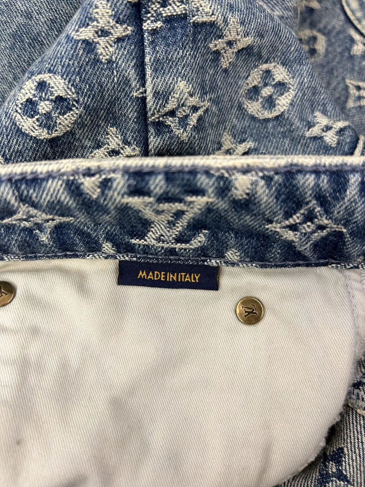 Louis Vuitton Denim Louis Vuitton × Nigo LOUIS VUITTON X NIGO MONOGRAM PATCHWORK DENIM JEANS Blue