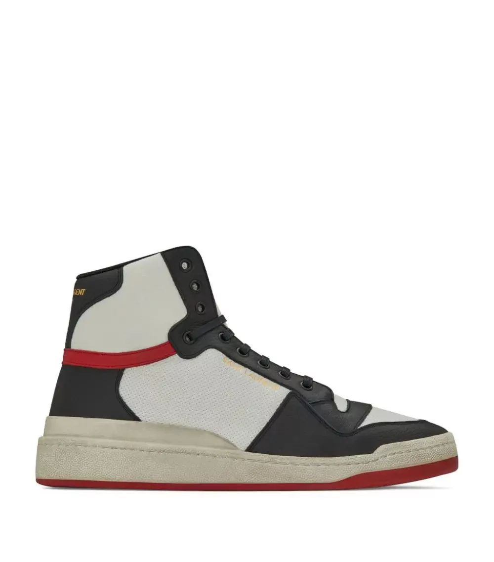 Saint Laurent Paris Formal Shoes Saint Laurent Paris o1s1wg110724 SL24 Mid-Top Sneaker Perforated Grained Leather Multi