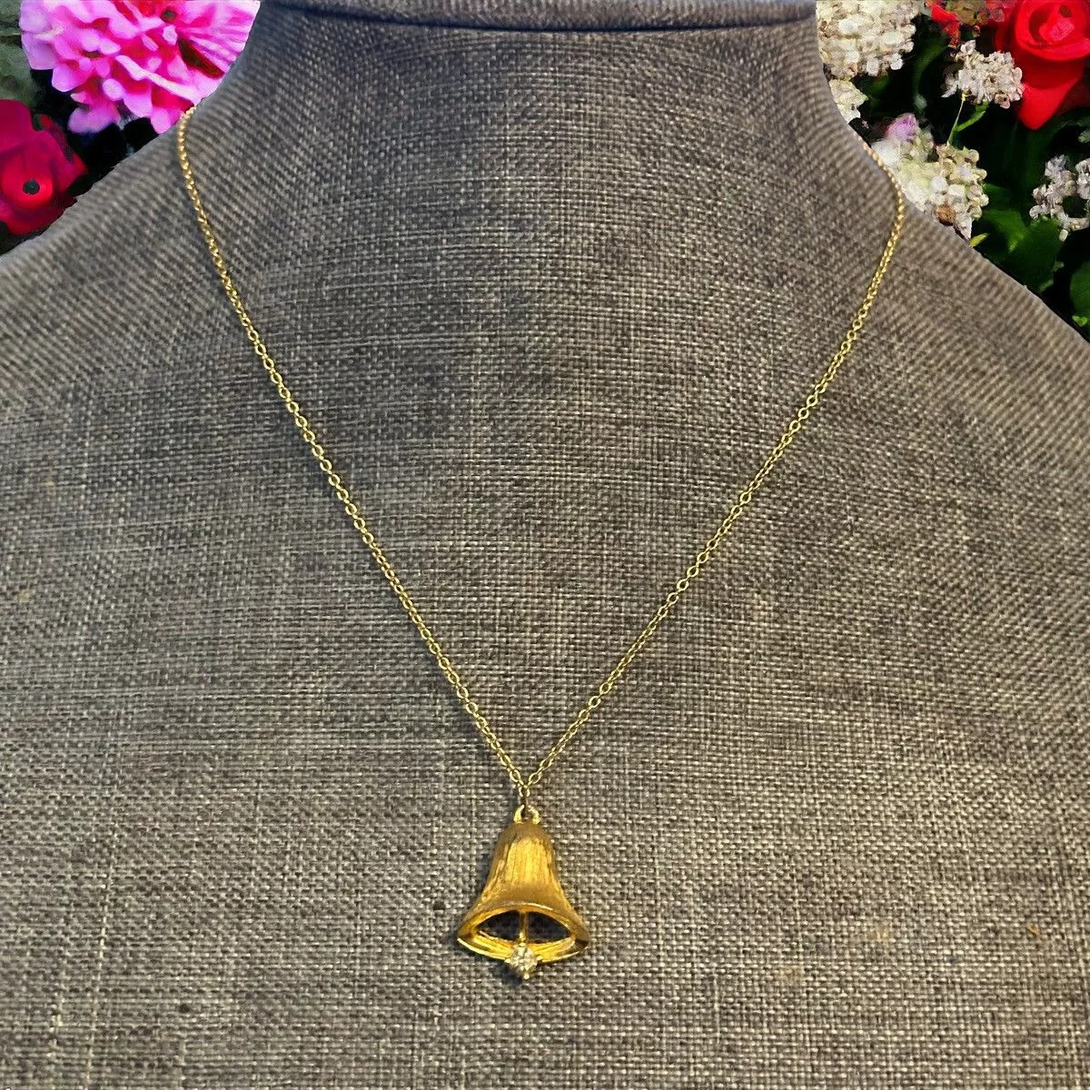 Vintage Necklaces Vintage bell pendant necklace Gold