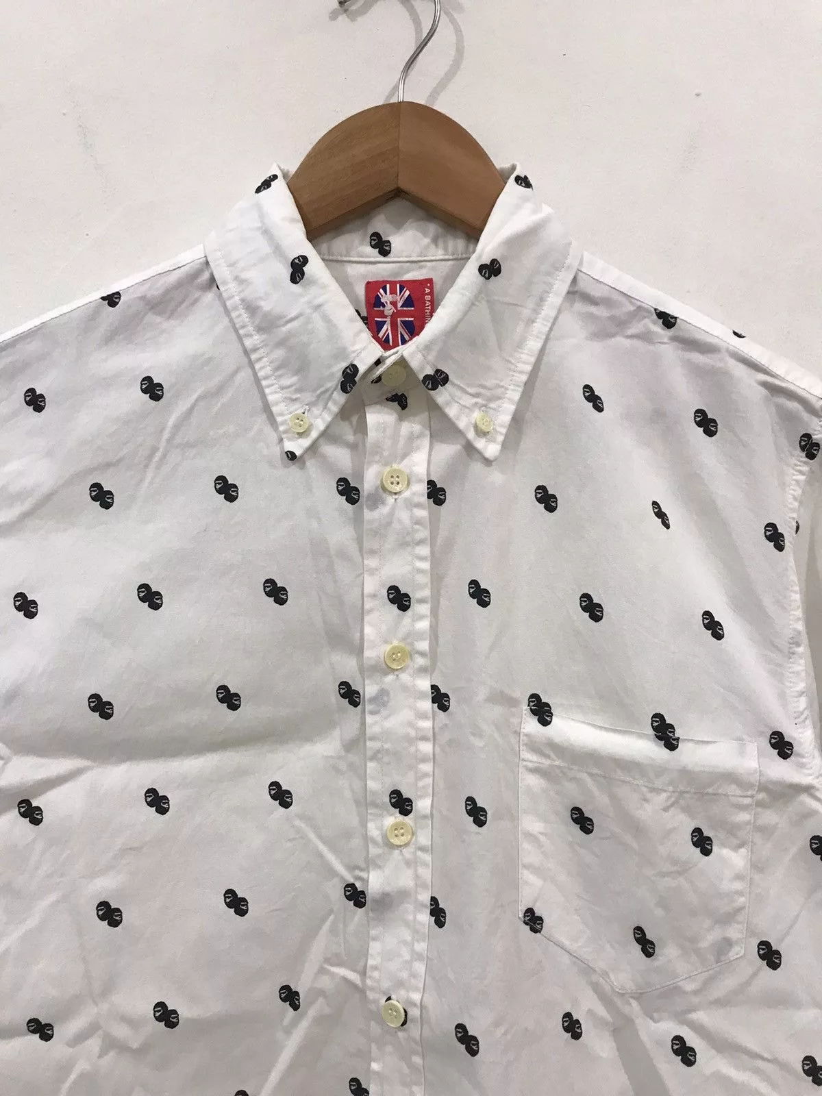 Bape Shirts Button Ups Bape Bathing Ape Flag Tag Shirt White