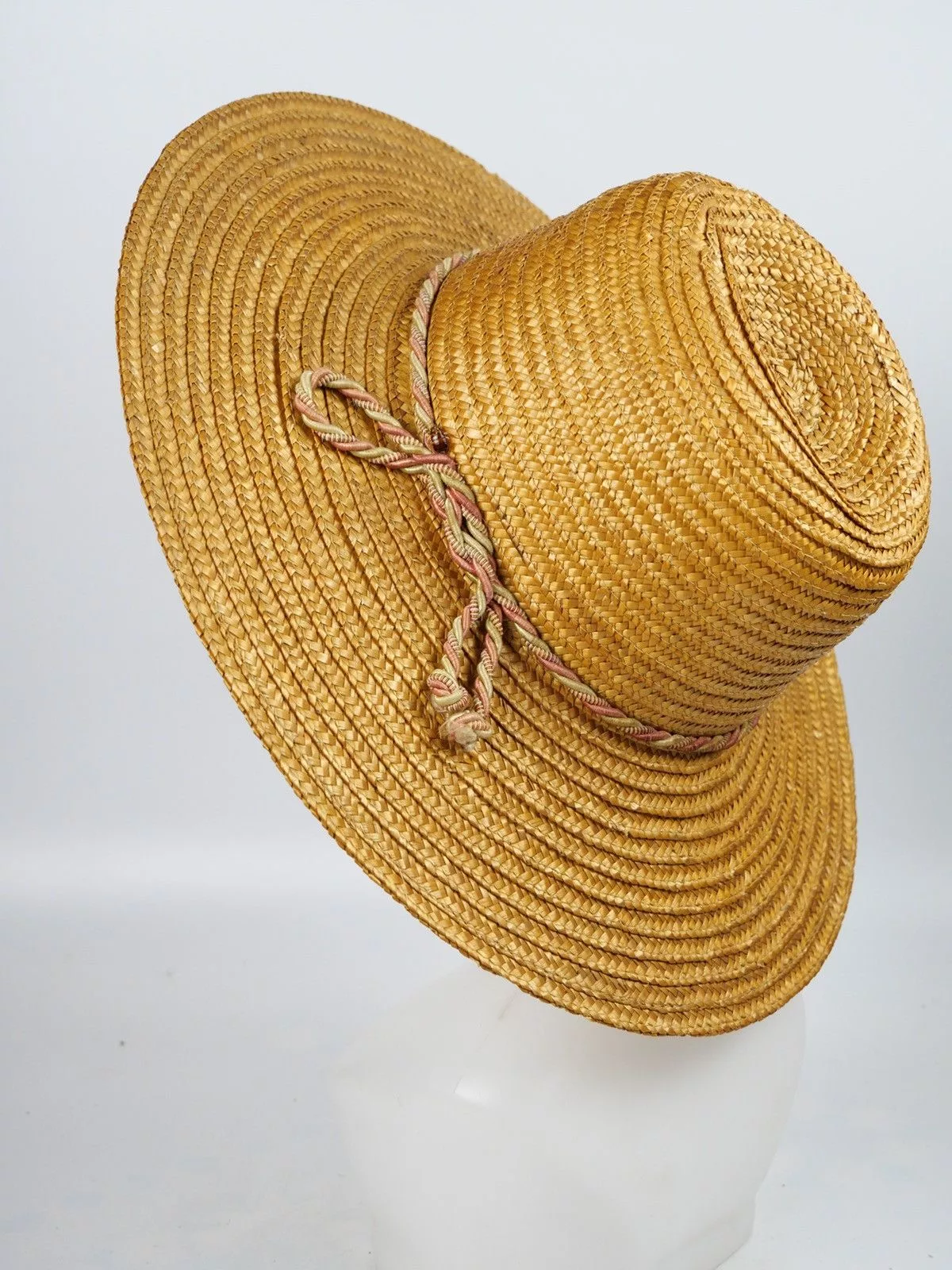 Other Hats Other Vintage Raffia Straw Hat Wide Brim Natural Hat Brown