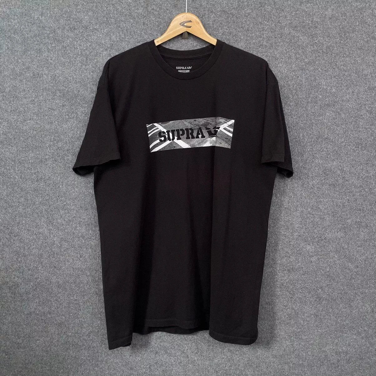 Supra Short Sleeve T Shirts Skate Brand x Supra Box Logo T Shirt Black Streetwear