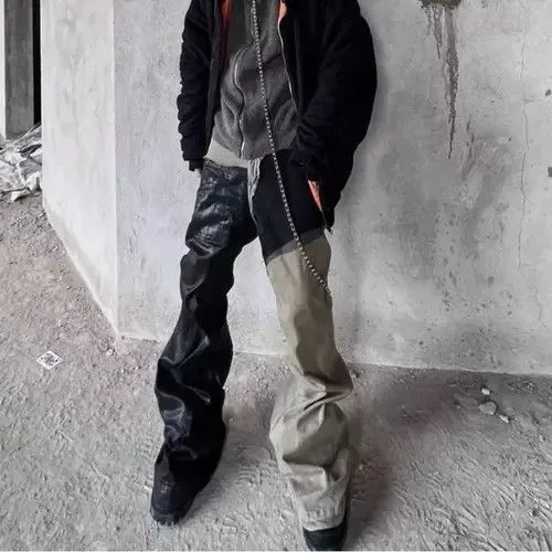 Designer Denim Designer RG Style Ribbon Patchwork Gradient Baggy Jeans Loose Y2K Multi Streetwear