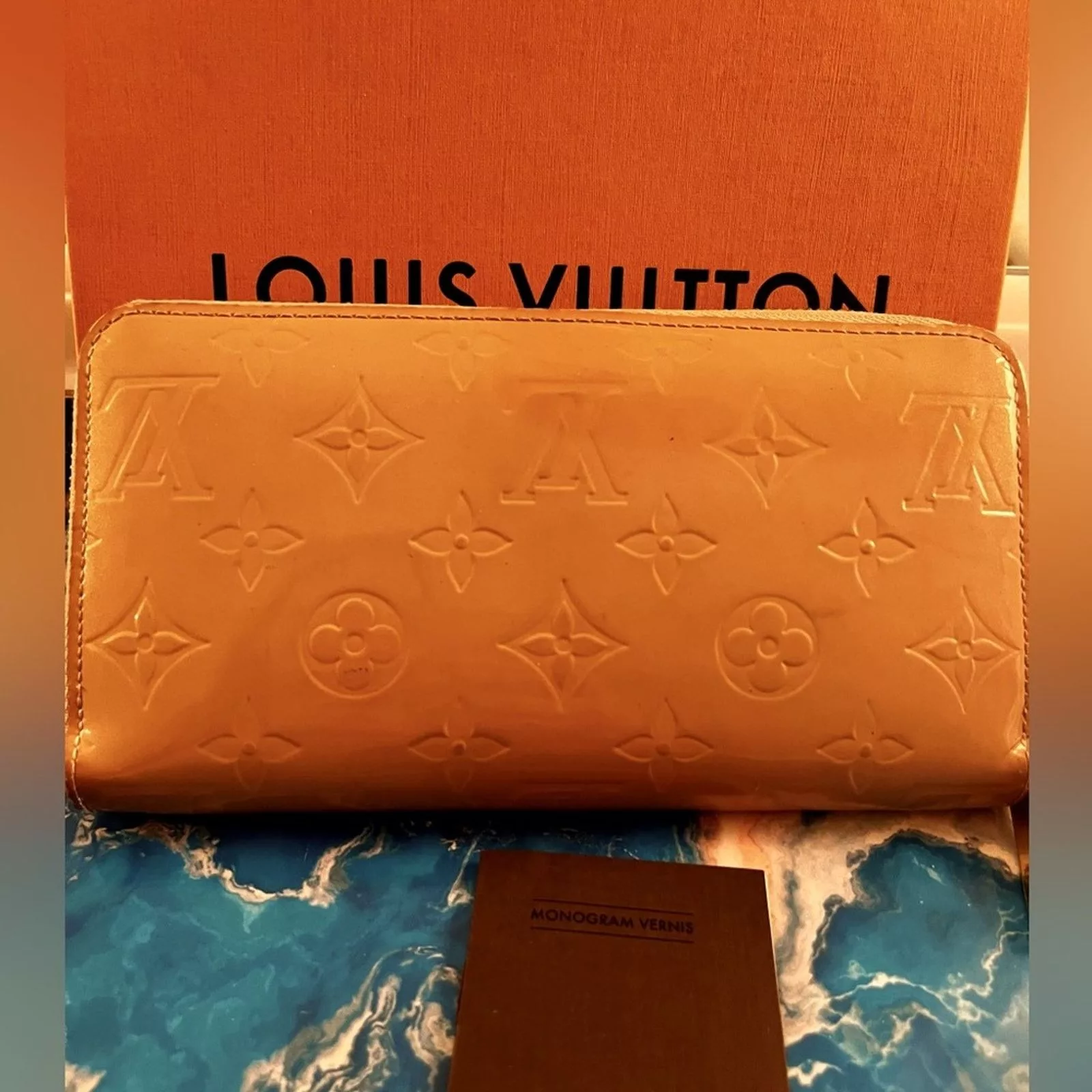 Louis Vuitton Wallets Louis Vuitton tan/butterscotch zippy Vernis wallet Brown