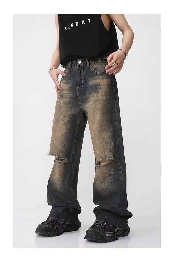 Jean Denim Blue Gradient Wash Bootcut Flared Jeans y2k retro Avant-Garde